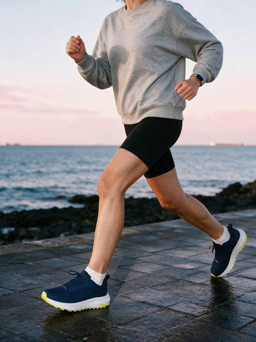 A seaside walk in Bolster sneakers