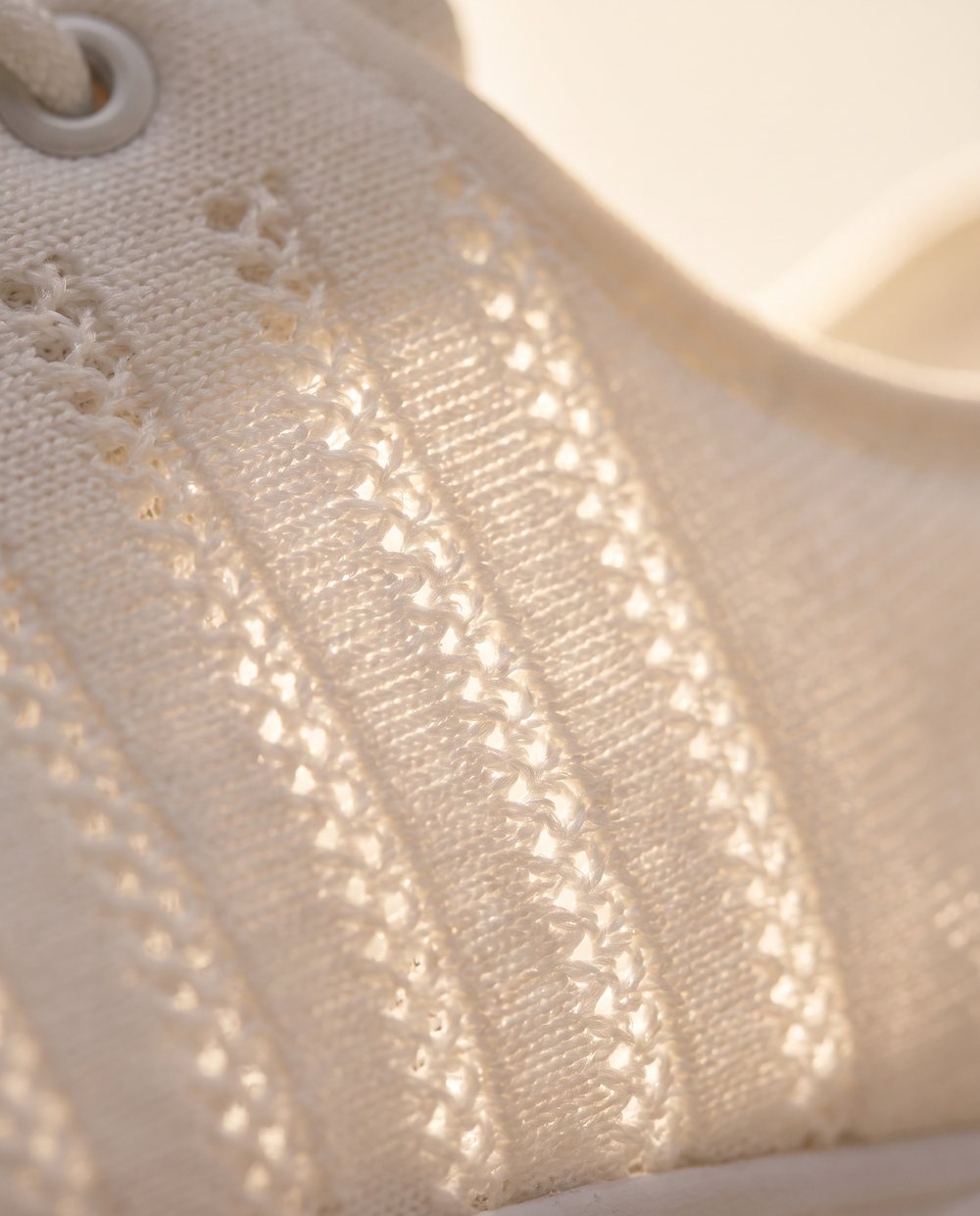 Close-up of Breezeway's white stretch knit