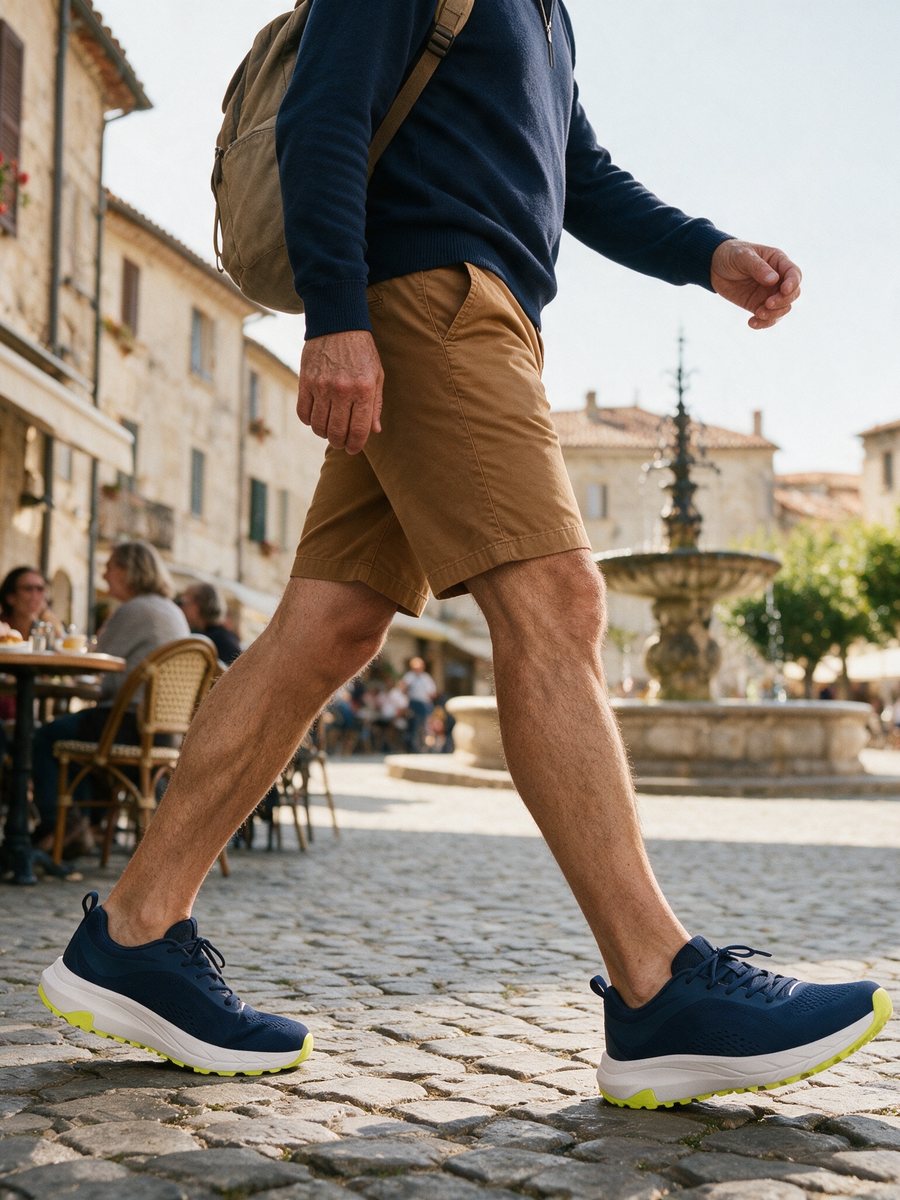 Sightseeing on cobblestones in Bolster sneakers