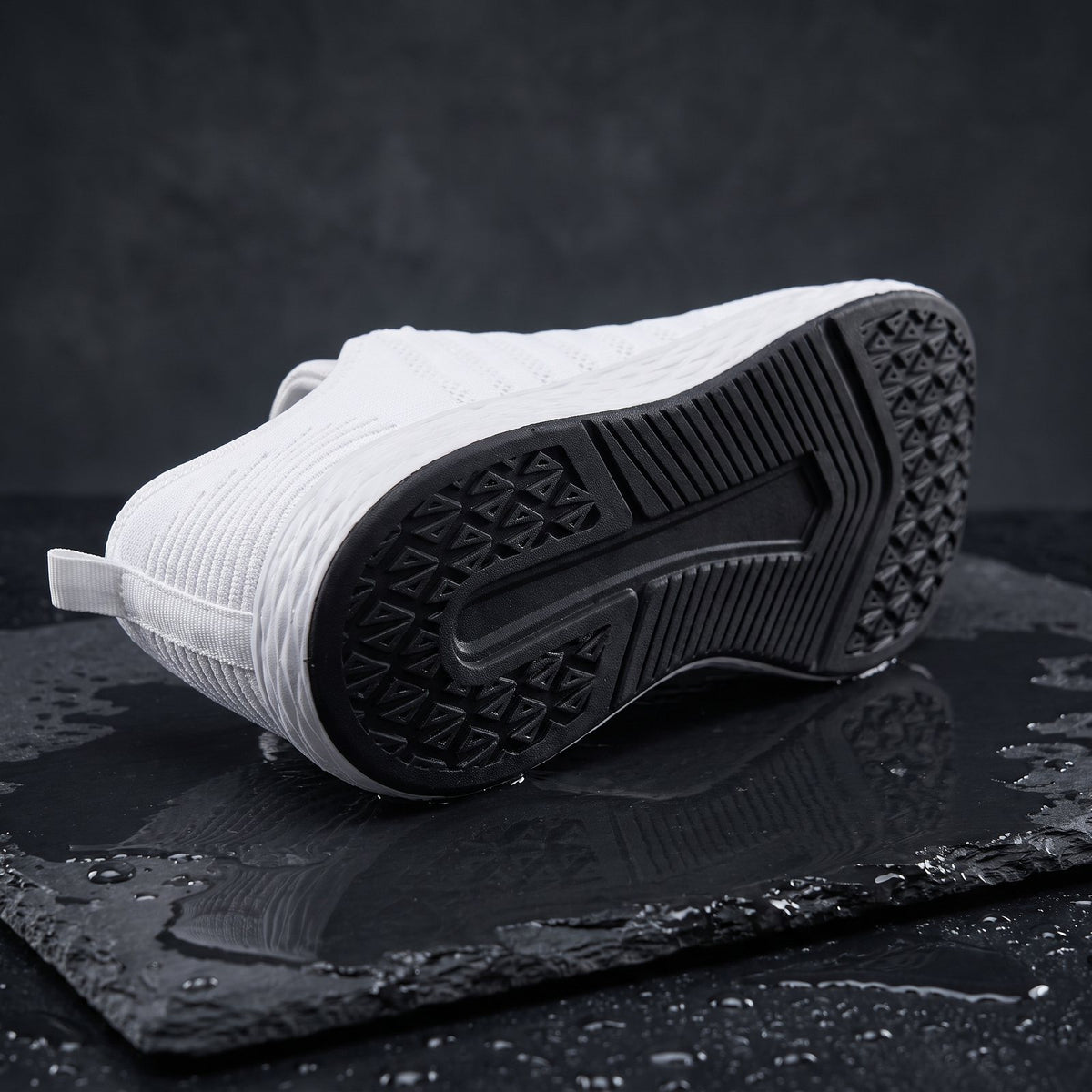 Breezeway's triangle-tread sole on wet slate