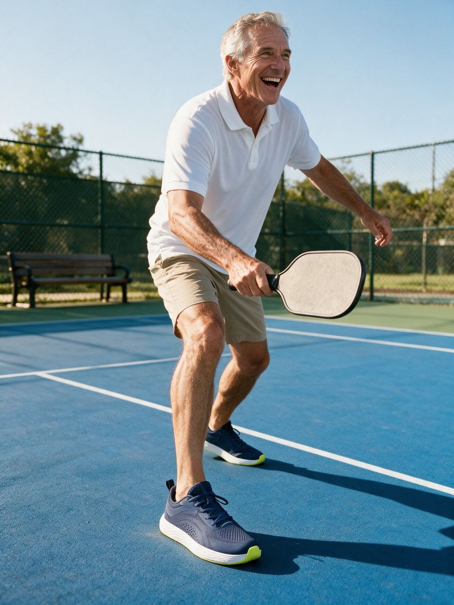 Daylong sneakers on a pickleball court
