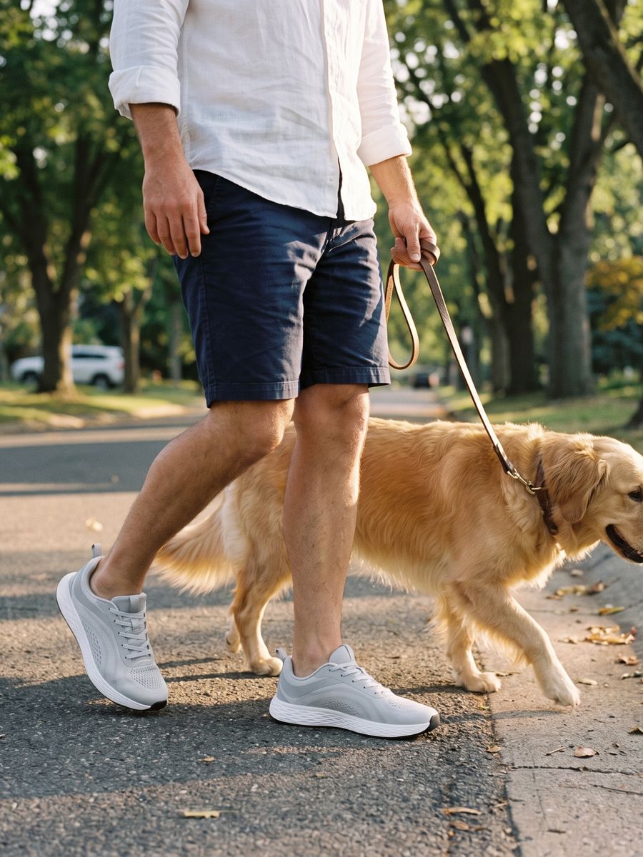 Walking a dog in Daylong sneakers