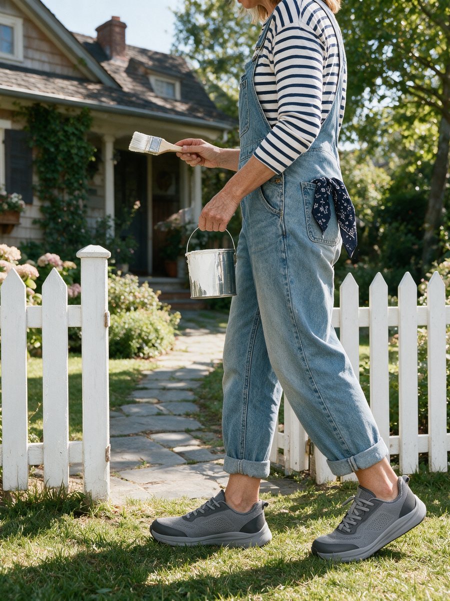 Painting a picket fence in Holt sneakers